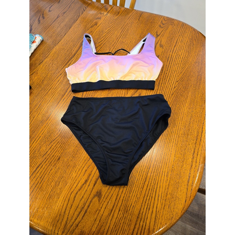 Pink by Victoria Secret Bikini Set‎ XL High Waist Lace Up Top